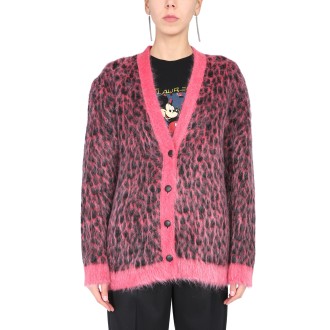 saint laurent leopard jacquard cardigan