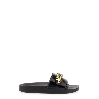 moschino slide sandal with lettering logo