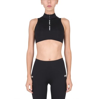off-white crop top with zipper