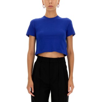 saint laurent t-shirt with monogram logo embroidery