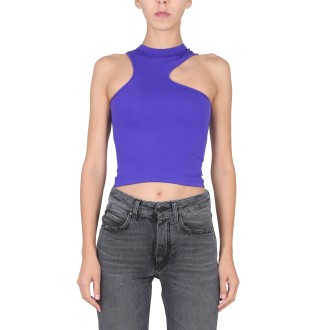 off-white top with embossed logo