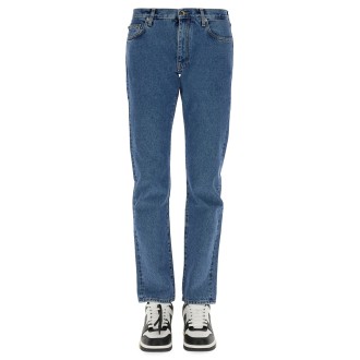off-white denim jeans with print