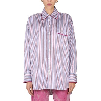 etro striped shirt with velvet piping