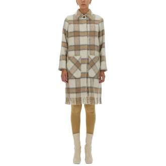 woolrich check print coat