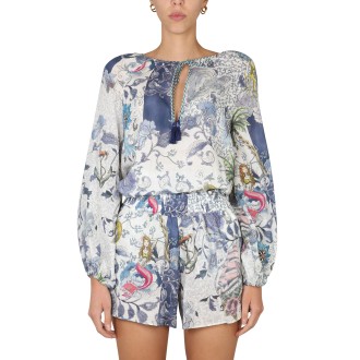 etro old school tattoo print blouse