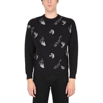 off-white maglia con intarsio logo all over