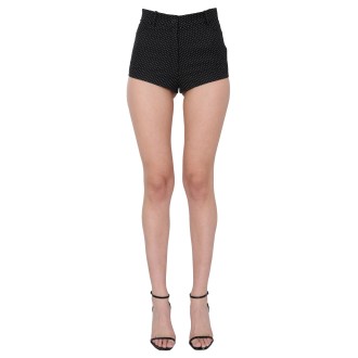 saint laurent mini shorts with micro polka dot pattern
