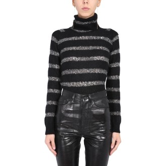 saint laurent striped sweater with sequins