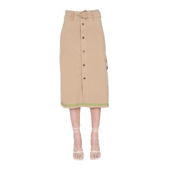 bottega veneta midi skirt with belt