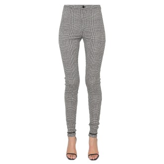 saint laurent pantaloni slim-fit in jersey a quadri