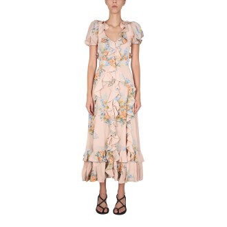 alexander mcqueen floral print ruched silk dress
