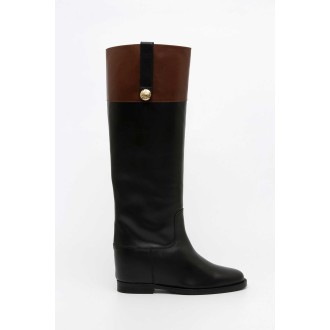 BLACK LEATHER BOOT WITH LEATHER BAND