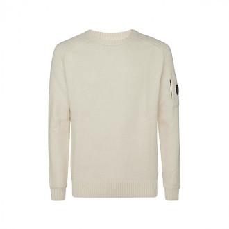 Cp Company - Cream White Cotton Blend Knitwewar