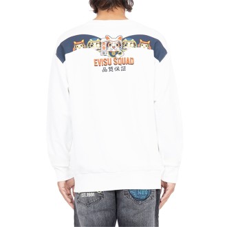 EVISU SQUAD DAICOCK PRINT SWEATSHIRT OFF WHITE
