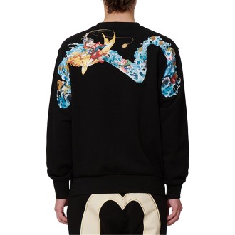 “THE GOD OF FORTUNE RIDING WAVES” 3D DAICOCK PRINT SWEATSHIRT BLACK