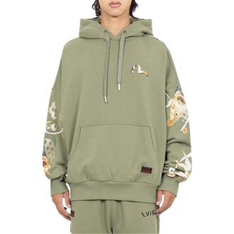 TATTOO KOI PRINT HOODED SWEATSHIRT ARMY GREEN