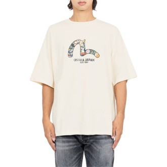 “FORTUNE CAT HIDE-AND-SEEK” SEAGULL PRINT T-SHIRT ECRU
