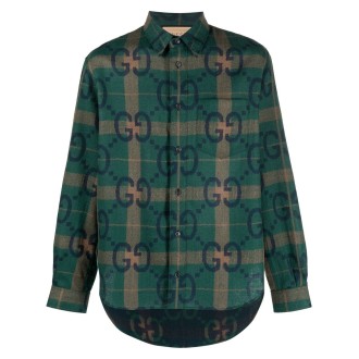 Gucci `Jumbo Gg` Checked Shirt