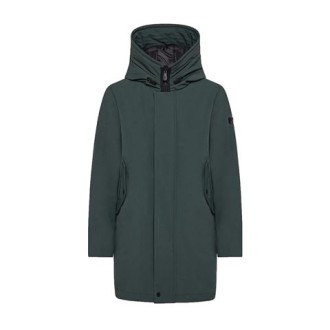 Parka KESA KP 01, di Peuterey, da uomo, colore verde. Cappuccio e maniche lunghe. Realizzato in tessuto a tre strati performante multistrato e traspirante di poliammide stretch, leggero antivento sottoposto a trattamento Teflon - per un finissaggio i