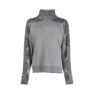 Maglia FIREBIRD, di ETRO, da donna, colore grigio. Modello realizzato in lana. Caratterizzato da stampa floreale e collo alto. Vestibilità regolare. 