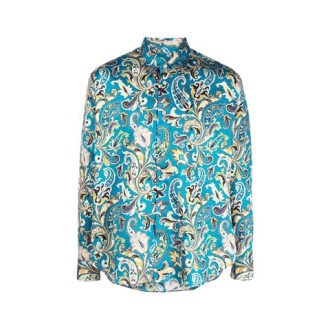 Camicia di ETRO, da uomo, colore blu. Modello realizzato in cotone, caratterizzato caratterizzato da motivi Paisley all over. Colletto a punta. Polsini con doppio bottone. Chiusura forntale con bottoni. Vestibilità regolare. 