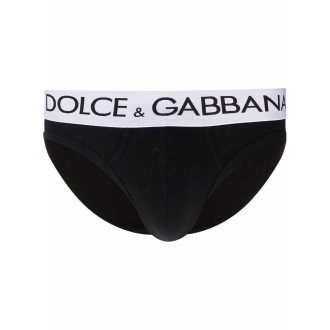 DOLCE & GABBANA slip neri in cotone con logo Dolce & Gabbana nero.