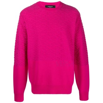 VERSACE maglione girocollo in maglia di lana fucsia