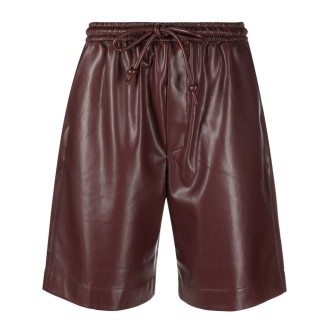 NANUSHKA Shorts viola prugna in similpelle con coulisse