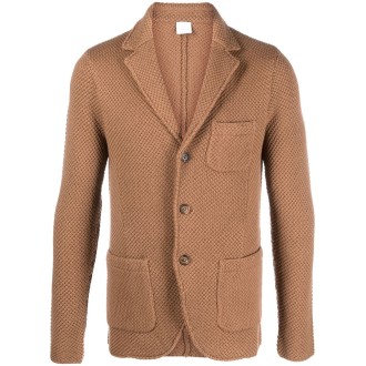 ELEVENTY giacca abbottonata in lana marrone con revers classico