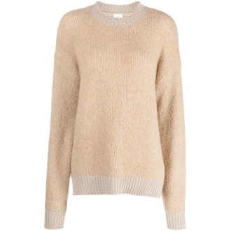 ELEVENTY maglione in lana e cachemere beige con dettagli grigi