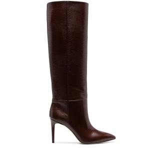 PARIS TEXAS Stivale Stiletto 90 In Pelle Marrone Stampa Lucertola
