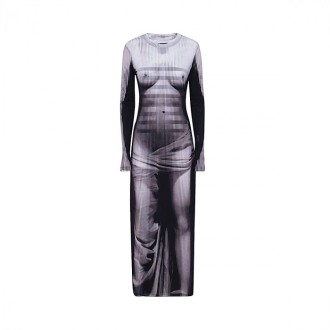 Y/project - Black And White Stretch  Body Morph Dress