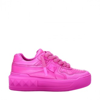 Valentino Garavani - Pink Pp Leather One Stud Sneakers