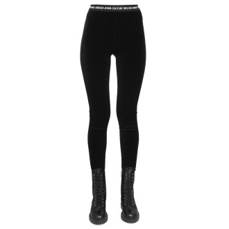 versace jeans couture leggings with logoed band