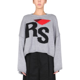 raf simons sweater with logo inlay
