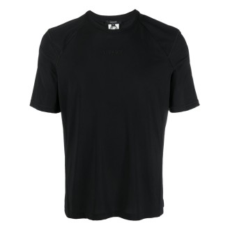 VERSACE T-shirt nera a maniche corte elasticizzata con logo Versace