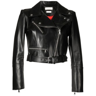 Alexander McQueen Cropped Leather Biker Jacket