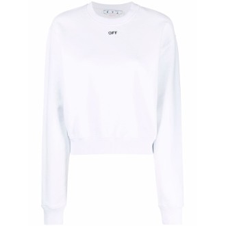 Off White `Off Stamp` Cropped Crew-Neck Sweatshirt