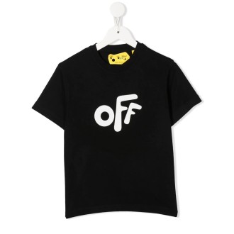 OFF-WHITE KIDS T-Shirt Off Rounded Nera e Bianca