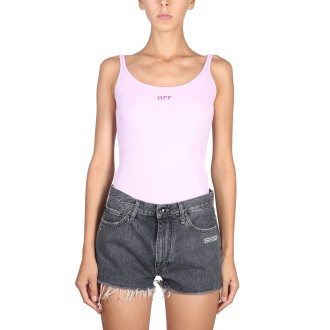 off-white knit top with logo