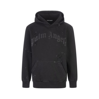 PALM ANGELS Felpa Con Cappuccio Nera Con Logo Glitter