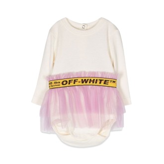 off-white logo band tulle body dress