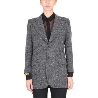 saint laurent single-breasted tweed jacket