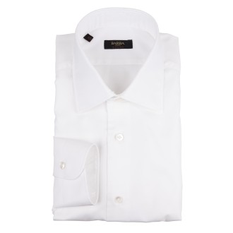 BARBA Camicia Semi-Slim Fit In Cotone Bianco