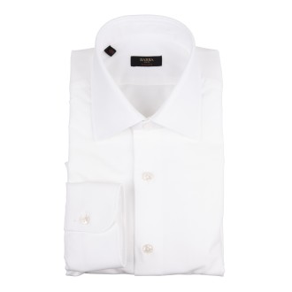 BARBA Camicia Semi-Slim Fit In Cotone Bianco