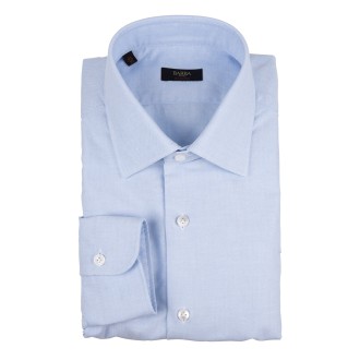 BARBA Camicia Semi-Slim Fit In Cotone Azzurro