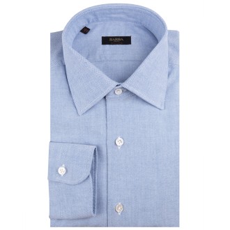 BARBA Camicia Semi-Slim Fit In Cotone Azzurro