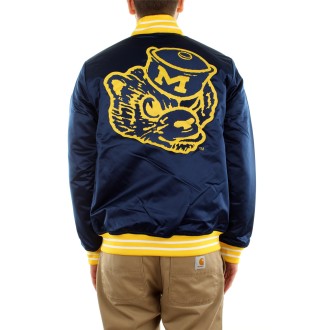NCAA HEAVYWEIGHT SATIN JACKET UNIVERSITY OF MICHIGAN NAVY