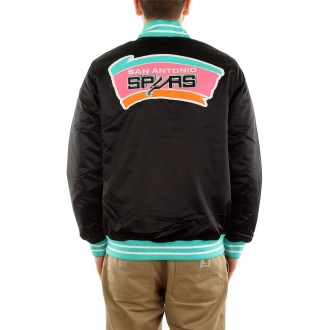 NBA TEAM ORIGINS VARSITY SATIN JACKET SAN ANTONIO SPURS BLACK / WHITE
