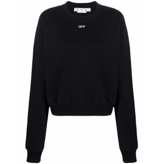 Off White `Off Stamp` Cropped Crew-Neck Sweatshirt